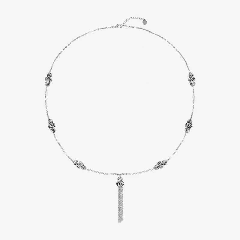 Monet Jewelry Station Tassel Womens Glass Round 31 Inch Pendant Necklace