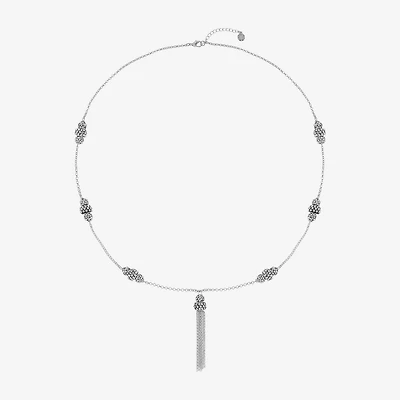 Monet Jewelry Station Tassel Womens Glass Round 31 Inch Pendant Necklace