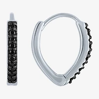 Womens 1/10 CT. T.W. Natural Black Diamond Sterling Silver 11mm Hoop Earrings
