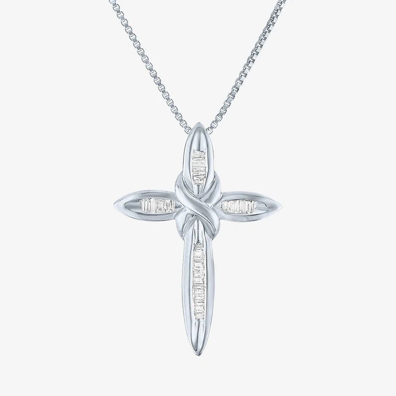 1/10Cttw Diamond Sterling Silver Cross Pendant