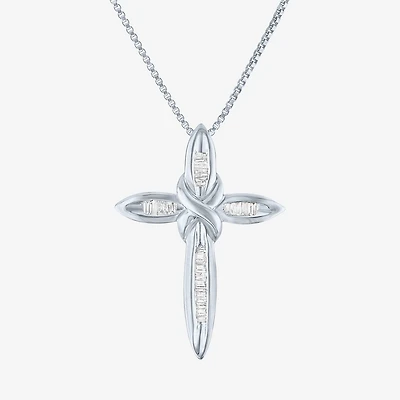 1/10Cttw Diamond Sterling Silver Cross Pendant