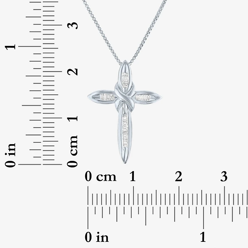 1/10Cttw Diamond Sterling Silver Cross Pendant