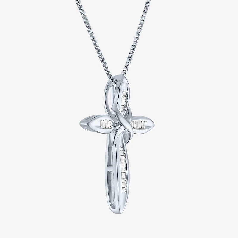 1/10Cttw Diamond Sterling Silver Cross Pendant
