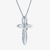 1/10Cttw Diamond Sterling Silver Cross Pendant
