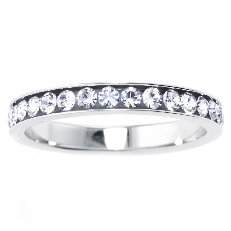 Silver Treasures Womens Crystal Sterling Band