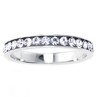 Silver Treasures Womens Crystal Sterling Band