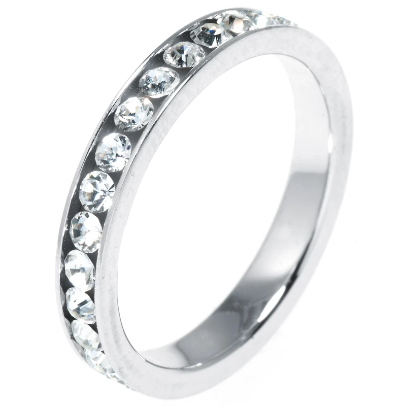Silver Treasures Womens Crystal Sterling Band
