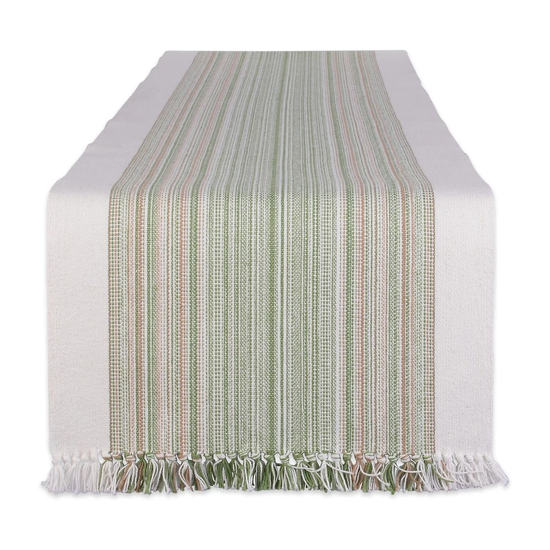 Design Imports Striped Fringe Ribbed Table Runner