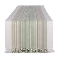 Design Imports Striped Fringe Ribbed Table Runner