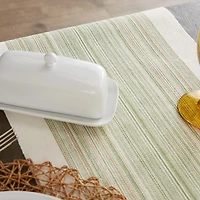 Design Imports Striped Fringe Ribbed Table Runner