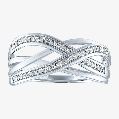 Yes, Please! Womens 1/10 CT. T.W. Natural Diamond Sterling Silver Crossover Band