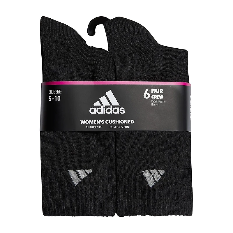 adidas Cushioned Womens 6 Pair Crew Socks