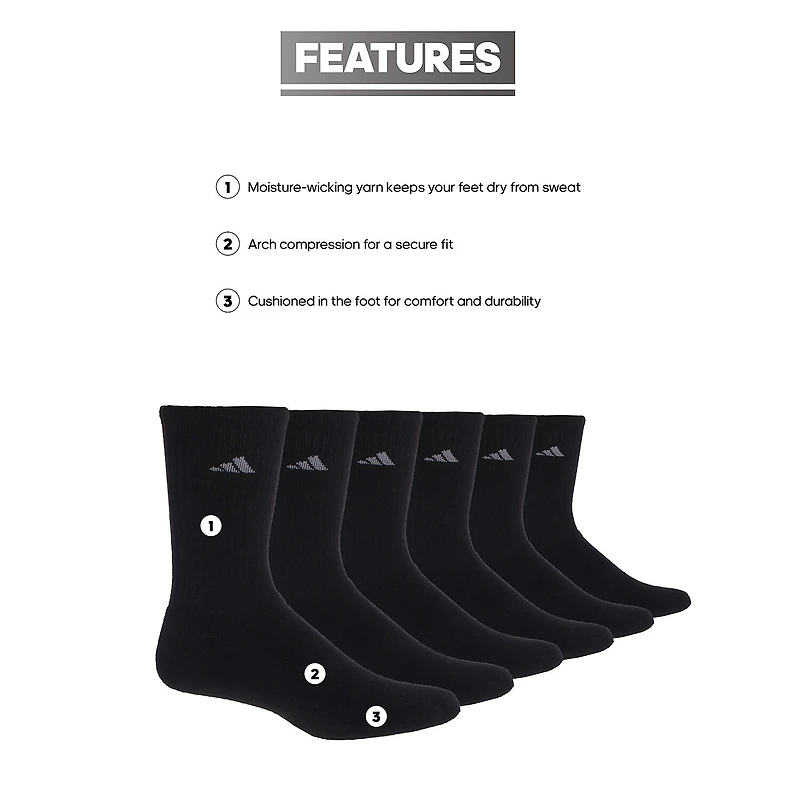 adidas Cushioned Womens 6 Pair Crew Socks