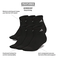 adidas Cushioned Womens 6 Pair Quarter Ankle Socks