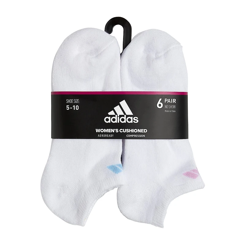 adidas Cushioned Womens 6 Pair No Show Socks