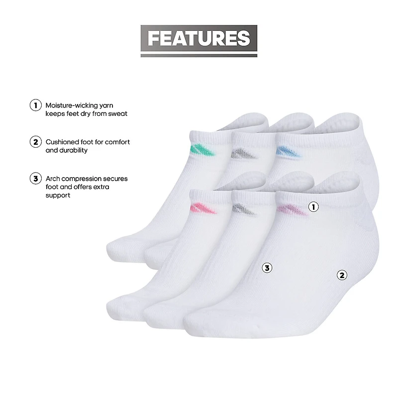 adidas Cushioned Womens 6 Pair No Show Socks