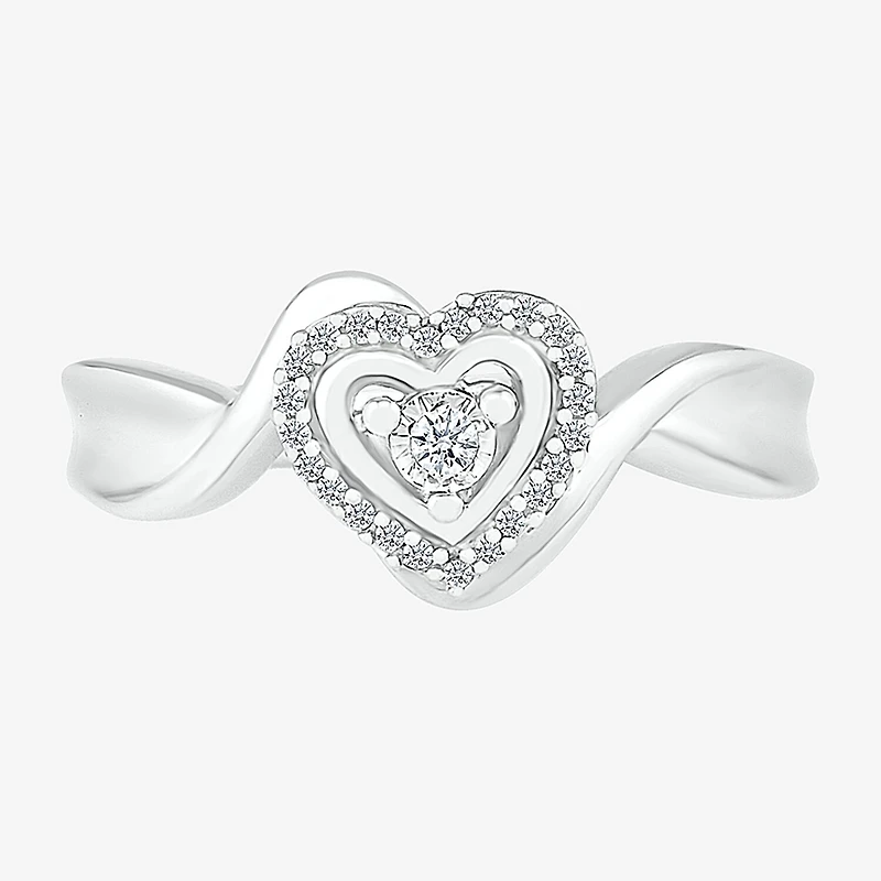 Limited Quantities! Womens 1/10 CT. T.W. Natural White Diamond Sterling Silver Halo Cocktail Ring