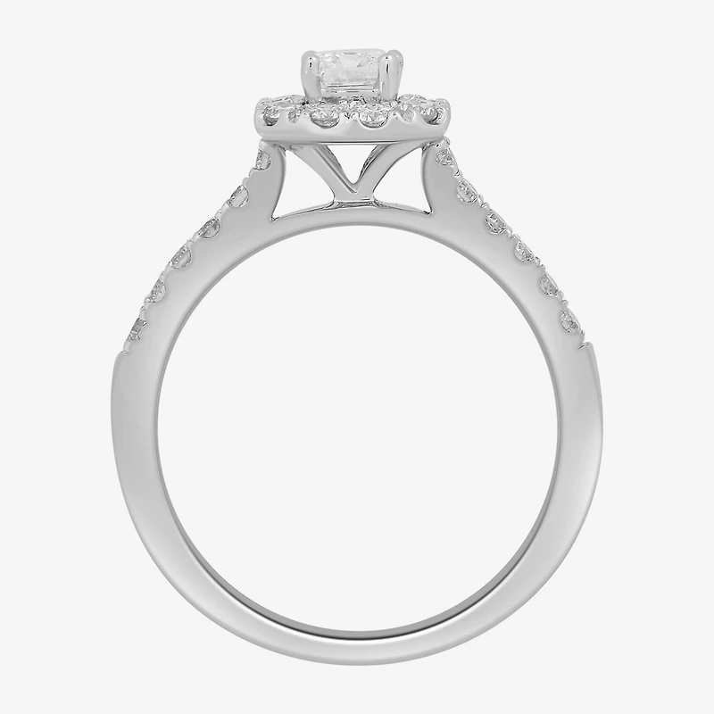 Signature By Modern Bride (H-I / Si2) Womens 1 CT. T.W. Lab Grown White Diamond 10K Gold Side Stone Halo Engagement Ring