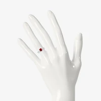 Modern Bride Gemstone Womens Lab Created Red Ruby 14K Gold Cushion Bridal Set