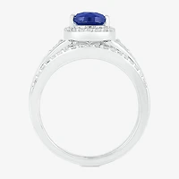 Modern Bride Gemstone Womens Lab Created Blue Sapphire 14K Gold Pear Bridal Set