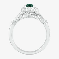 Modern Bride Gemstone Womens Lab Created Green Emerald 14K Gold Pear Bridal Set