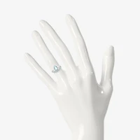 Modern Bride Gemstone Womens Genuine Blue Aquamarine 14K Gold Pear Bridal Set