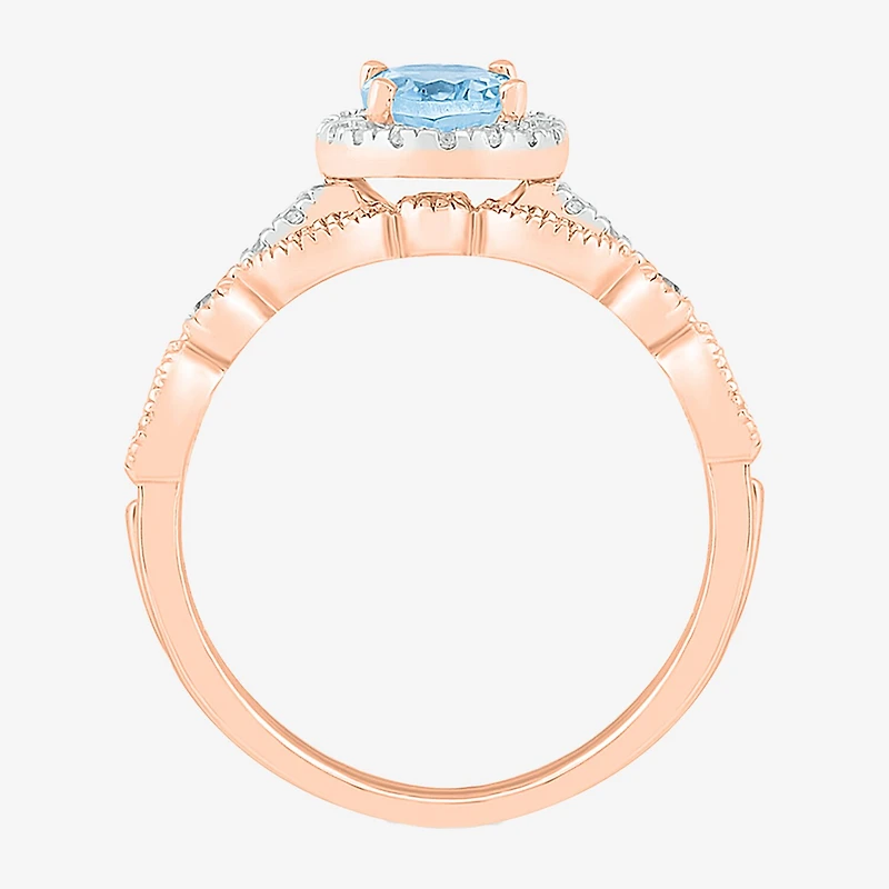 Womens Genuine Blue Topaz 14K Gold Oval Bridal Set