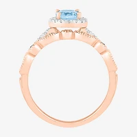 Womens Genuine Blue Topaz 14K Gold Oval Bridal Set