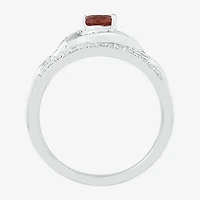 Modern Bride Gemstone Womens Genuine Red Garnet 14K Gold Oval Bridal Set