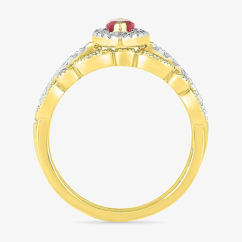 Modern Bride Gemstone Womens Lab Created Red Ruby 14K Gold Marquise Bridal Set