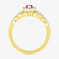 Modern Bride Gemstone Womens Lab Created Red Ruby 14K Gold Marquise Bridal Set