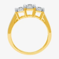 Love Lives Forever Womens 1/2 CT. T.W. Natural White Diamond 10K Gold Round Side Stone 3-Stone Engagement Ring