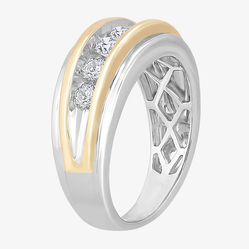Mens 1 CT.T.W. Natural Diamond 10K Two-Tone Gold Band Ring