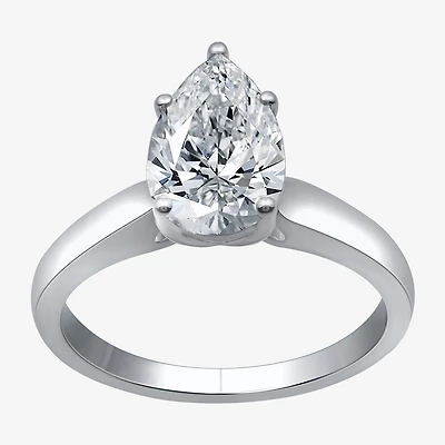 (I / SI2) Womens 2 CT. Lab-Grown White Diamond 14K Gold Pear Solitaire Engagement Ring