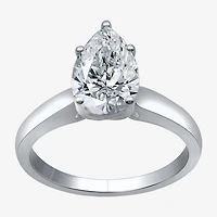 (I / SI2) Womens 2 CT. Lab-Grown White Diamond 14K Gold Pear Solitaire Engagement Ring