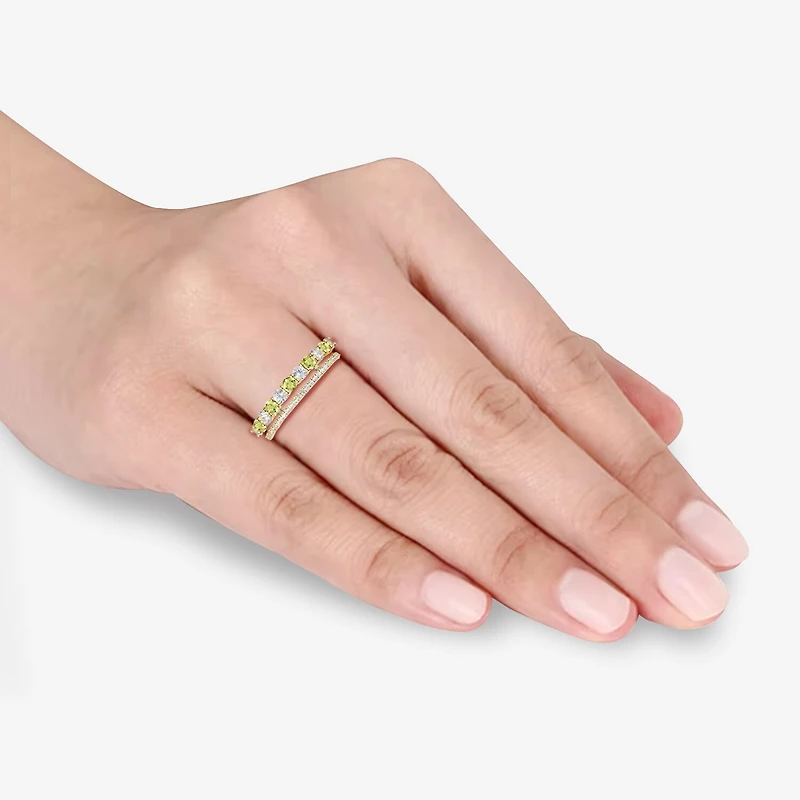 Womens Lab Created Gemstone 14K Gold Over Silver Stackable Rings