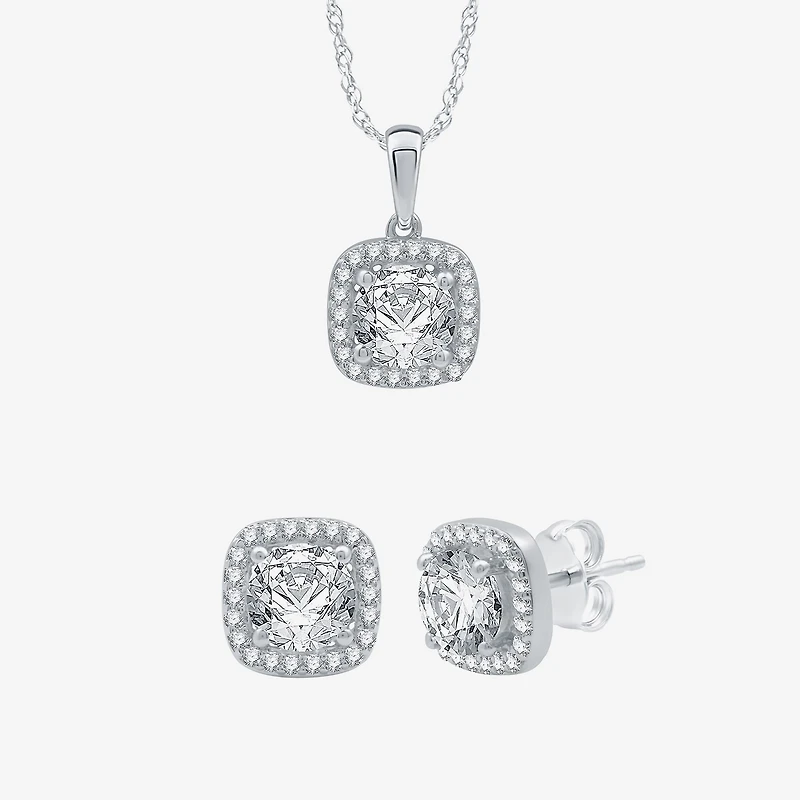 Yes, Please! Womens Lab Created White Sapphire Sterling Silver Cushion 2-pc. Jewelry Set