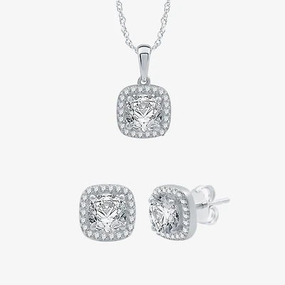 Yes, Please! Womens Lab Created White Sapphire Sterling Silver Cushion 2-pc. Jewelry Set