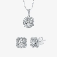 Yes, Please! Womens Lab Created White Sapphire Sterling Silver Cushion 2-pc. Jewelry Set