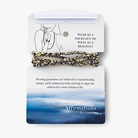 Silver Reflections Convertible Genuine Stone Beaded Necklace Womens Black 14K Gold Over Brass Wrap Bracelet