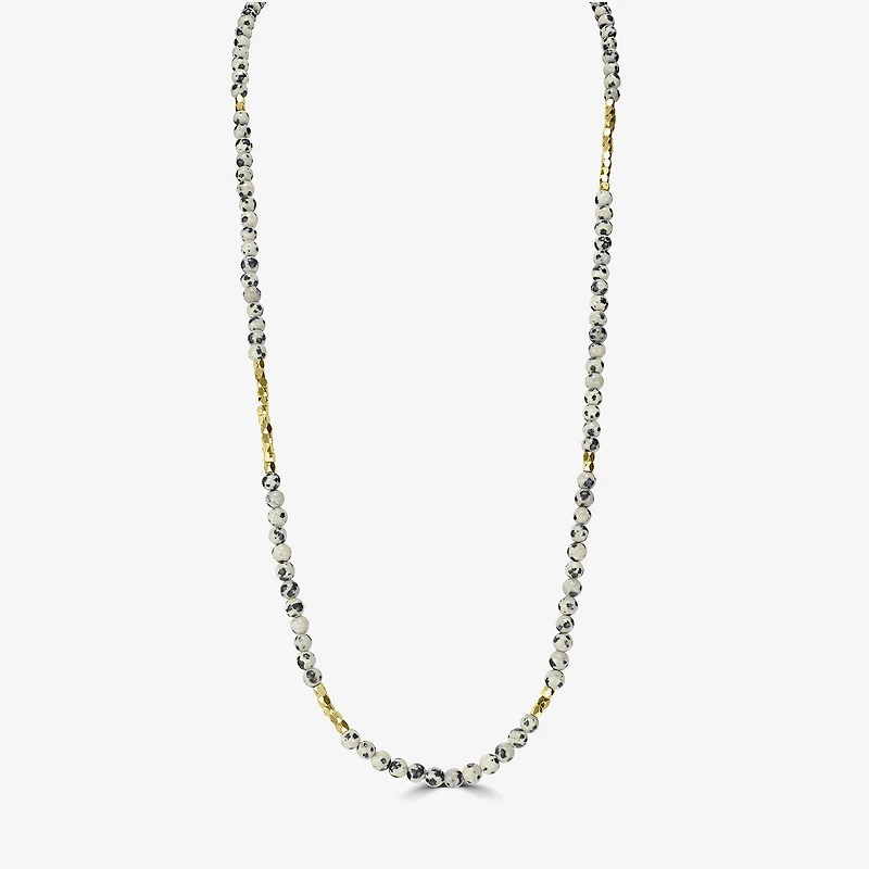 Silver Reflections Convertible Genuine Stone Beaded Necklace Womens Black 14K Gold Over Brass Wrap Bracelet