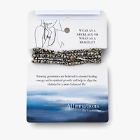 Silver Reflections Convertible Genuine Stone Beaded Necklace Womens Black Pure Over Brass Wrap Bracelet