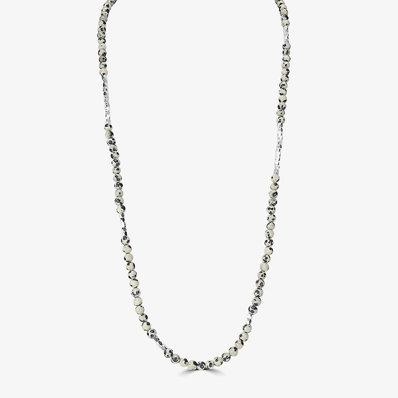 Silver Reflections Convertible Genuine Stone Beaded Necklace Womens Black Pure Over Brass Wrap Bracelet