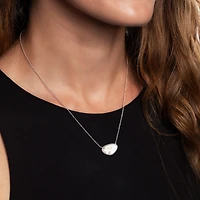Silver Treasures Genuine Stone Womens White Mother Of Pearl Sterling Silver 18 Inch Pendant Necklace