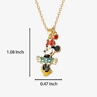 Disney Classics Womens Red Crystal 18K Gold Over Brass Bow 18 Inch Pendant Necklace