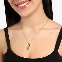 Disney Classics Womens Red Crystal 18K Gold Over Brass Bow 18 Inch Pendant Necklace