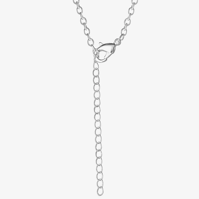 Cheer Bear Womens Crystal Pure Silver Over Brass 16 Inch Pendant Necklace