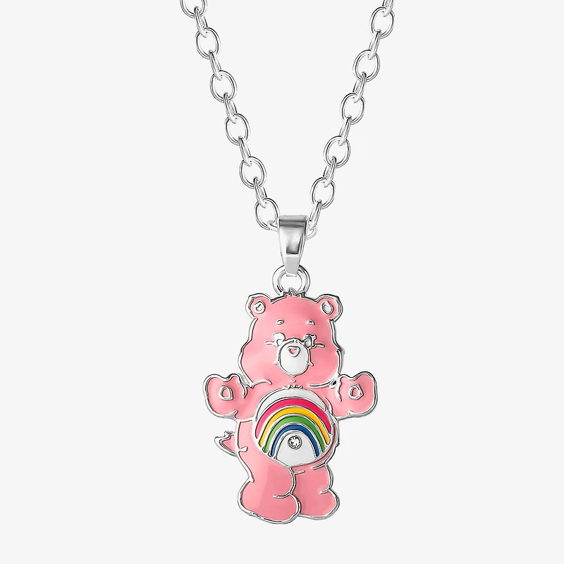 Cheer Bear Womens Crystal Pure Silver Over Brass 16 Inch Pendant Necklace