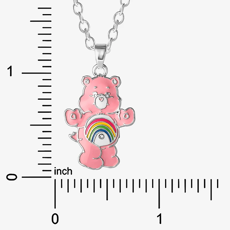 Cheer Bear Womens Crystal Pure Silver Over Brass 16 Inch Pendant Necklace