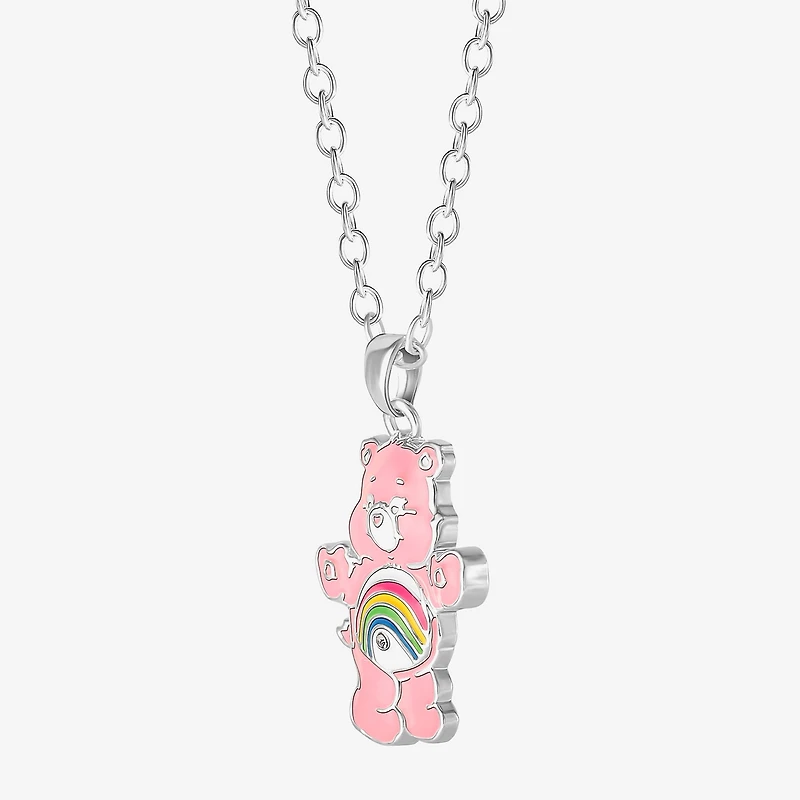 Cheer Bear Womens Crystal Pure Silver Over Brass 16 Inch Pendant Necklace